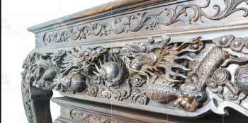 Thiết kế phòng thờ gỗ mun hoa